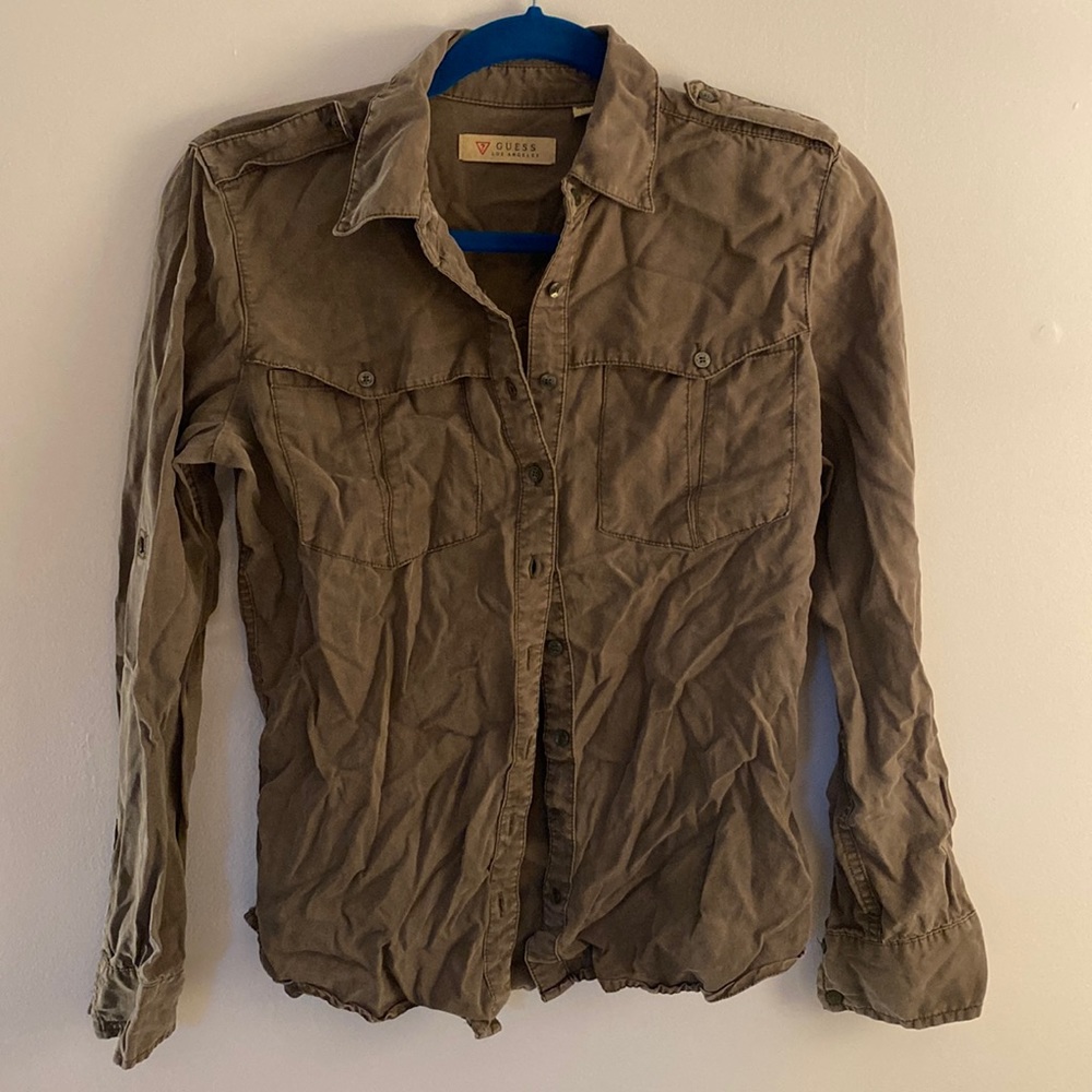 Olive button down shirt